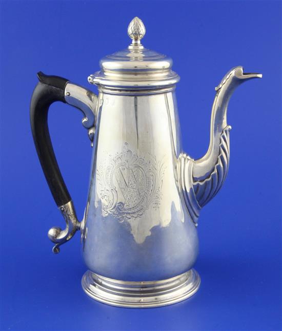 A George II silver coffee pot, gross 19 oz.